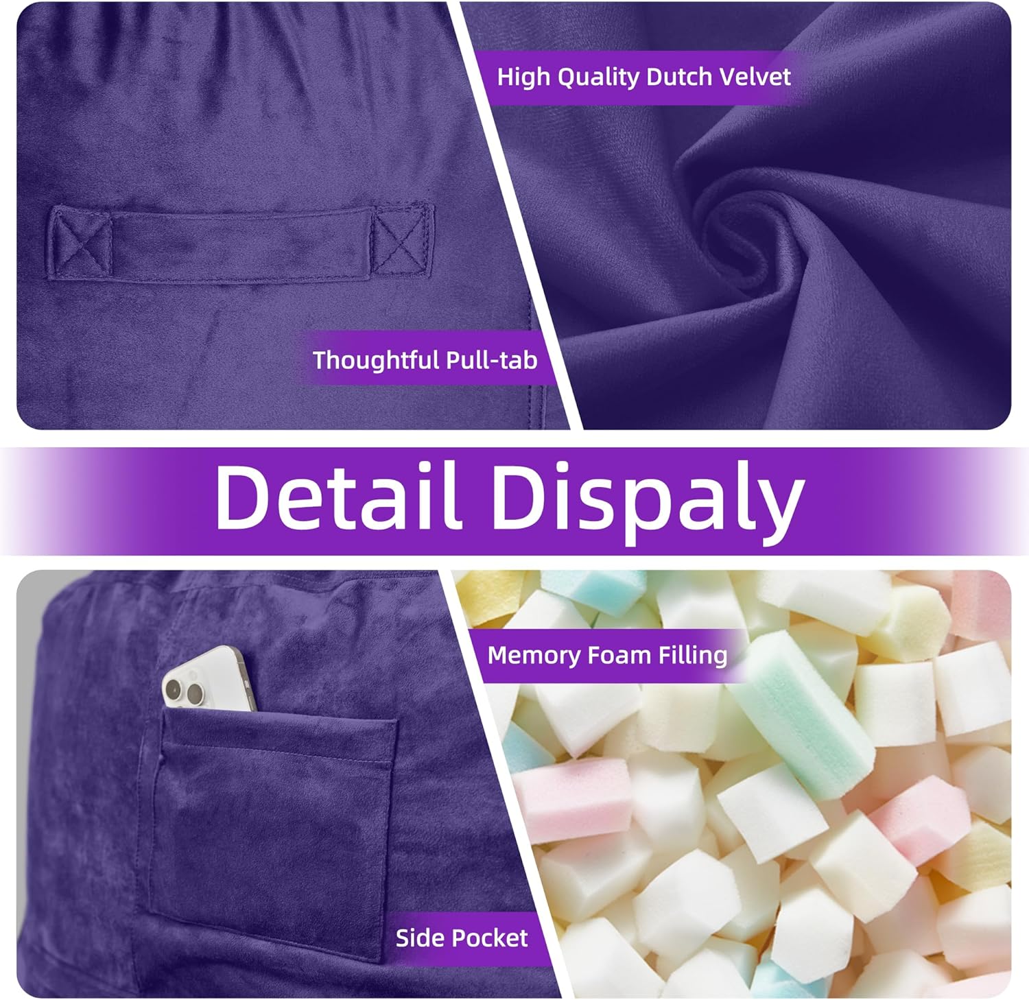 HABUTWAY® Dutch Velvet Bean Bag Chair