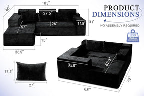 HABUTWAY®L-Shape Modular Sectional Sofa Couch