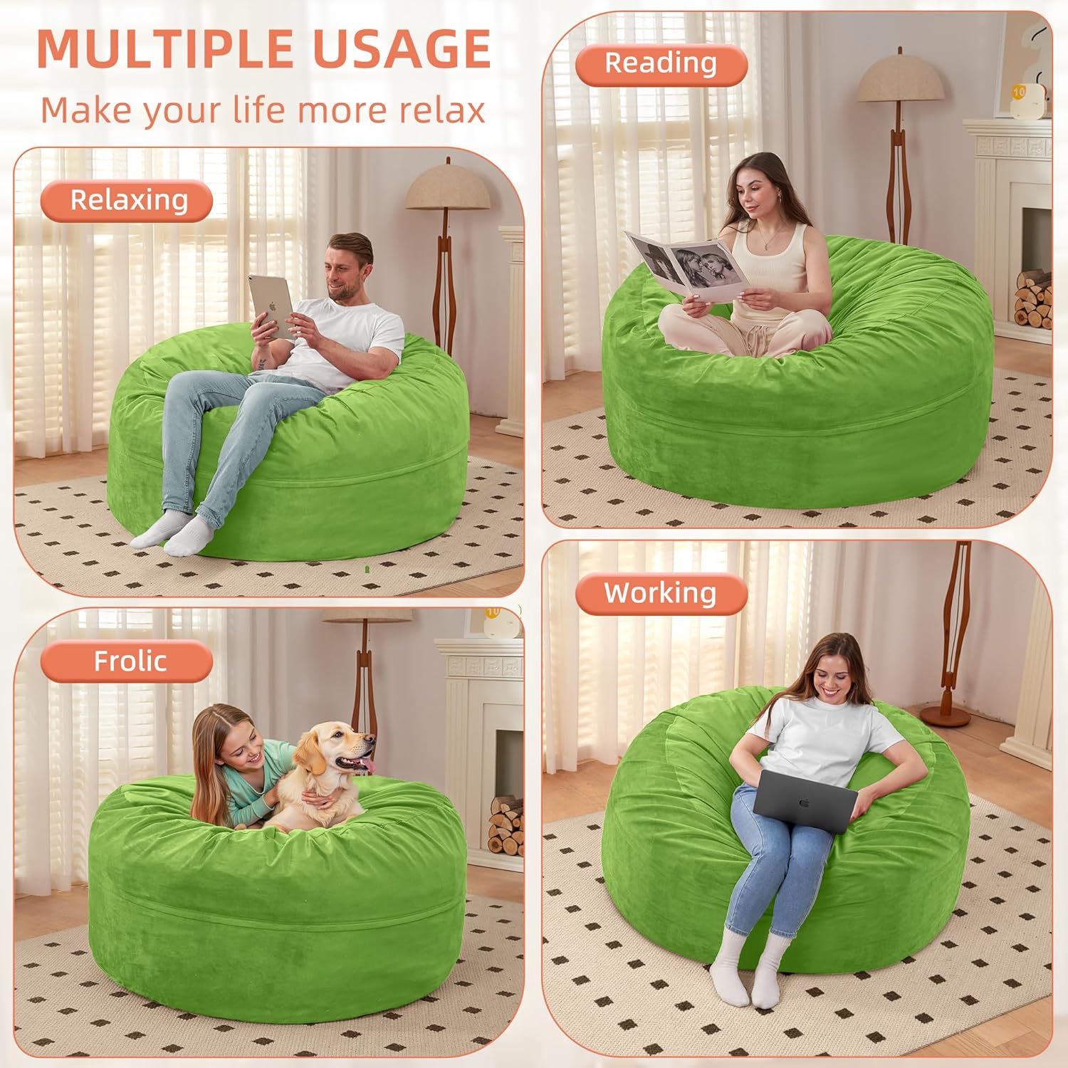 HABUTWAY® Dutch Velvet Bean Bag Chair