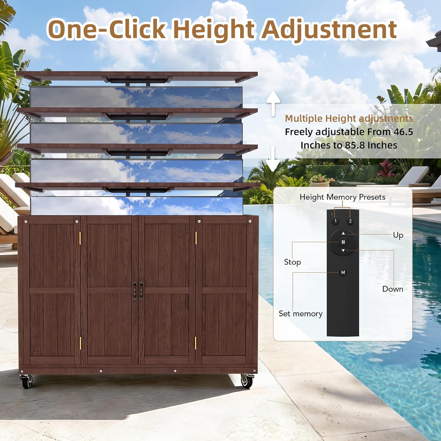 HABUTWAY® Hidden Motorized TV Lift Cabinet Solid Wood TV Cabinet for 32–65” TVs