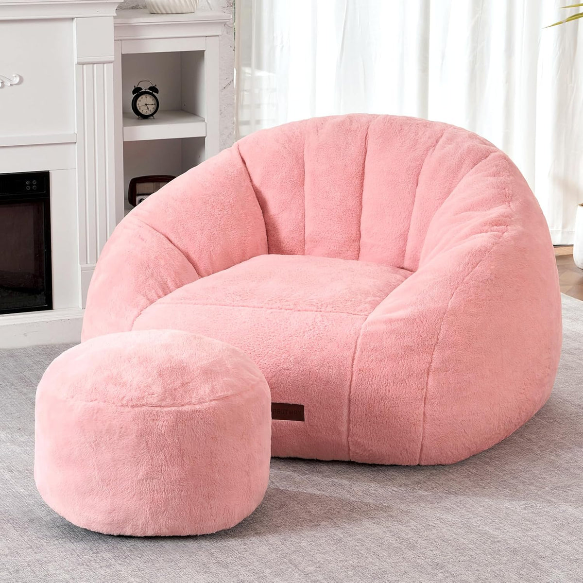 HABUTWAY® Comfy Faux Fur Shell-Shaped Bean Bag Couch