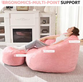 HABUTWAY® Comfy Faux Fur Shell-Shaped Bean Bag Couch