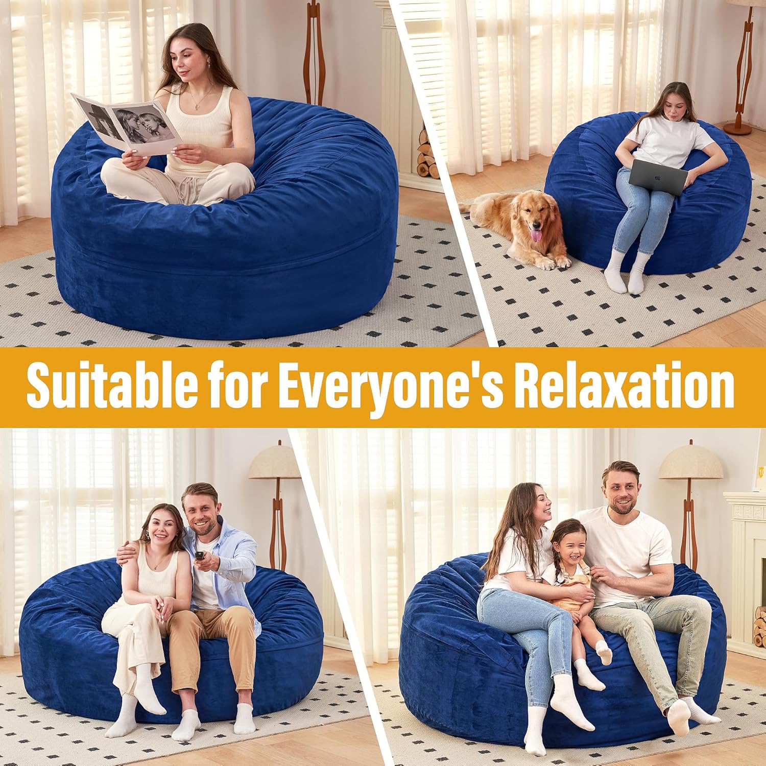 HABUTWAY® Dutch Velvet Bean Bag Chair