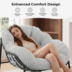 HABUTWAY Oversized Papasan Rocking Chair with Thick Cushion, Outdoor Rocker Egg Seat for Patio Garden Backyard
