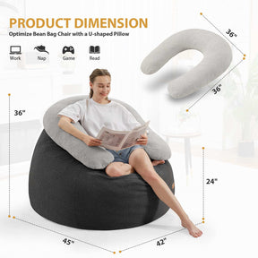 HABUTWAY® Bean Bag Chair with U-Shaped Pillow