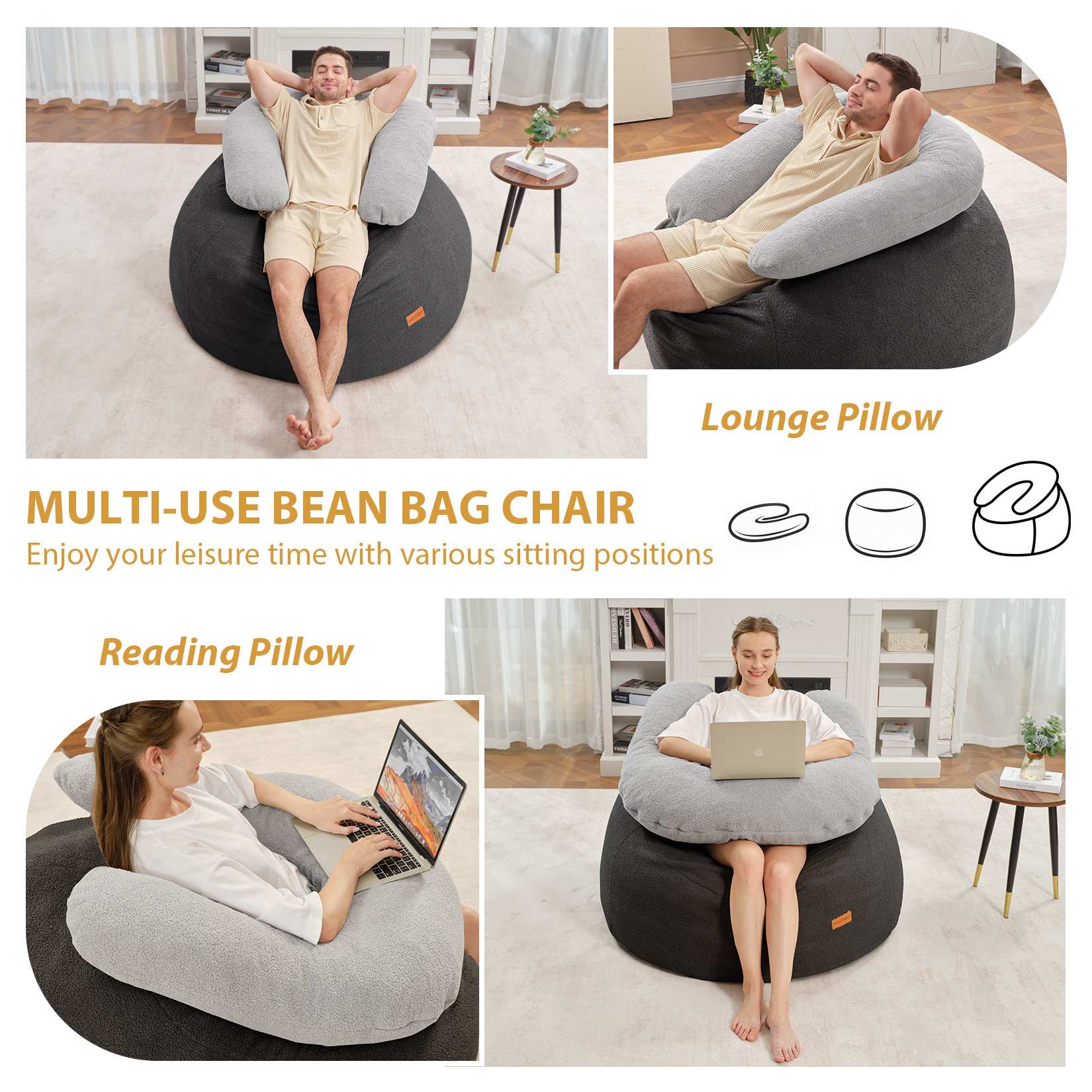 HABUTWAY® Bean Bag Chair with U-Shaped Pillow