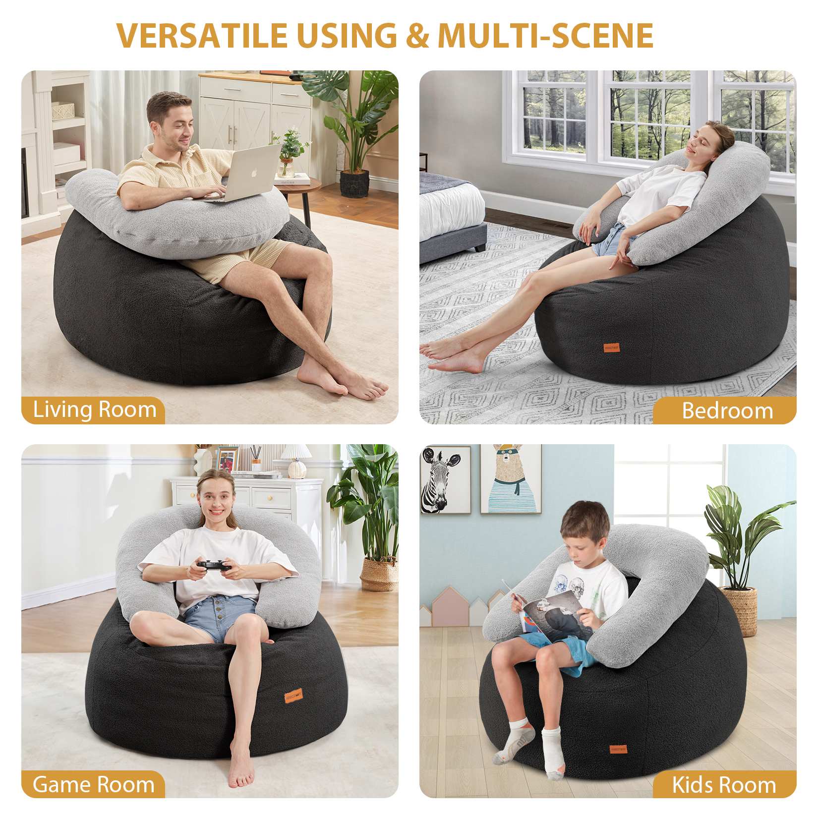 HABUTWAY® Bean Bag Chair with U-Shaped Pillow