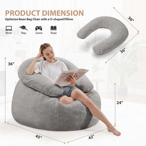 HABUTWAY® Bean Bag Chair with U-Shaped Pillow