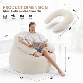 HABUTWAY® Bean Bag Chair with U-Shaped Pillow