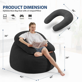 HABUTWAY® Bean Bag Chair with U-Shaped Pillow