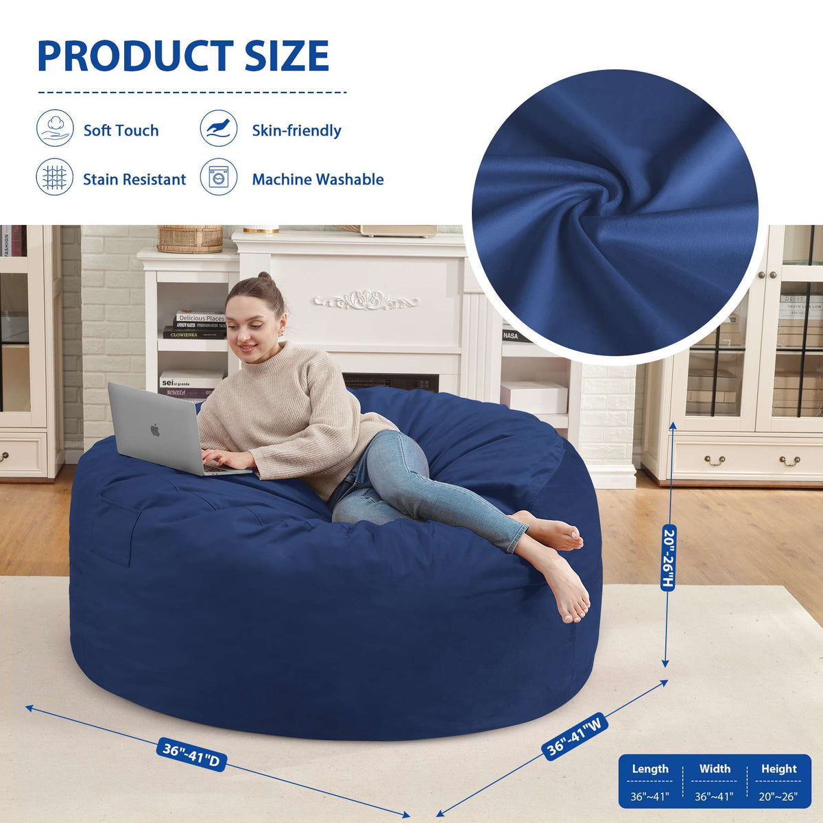 HABUTWAY® Dutch Velvet Bean Bag Chair New