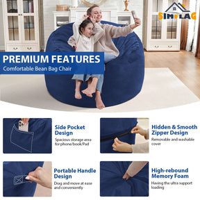 HABUTWAY® Dutch Velvet Bean Bag Chair New