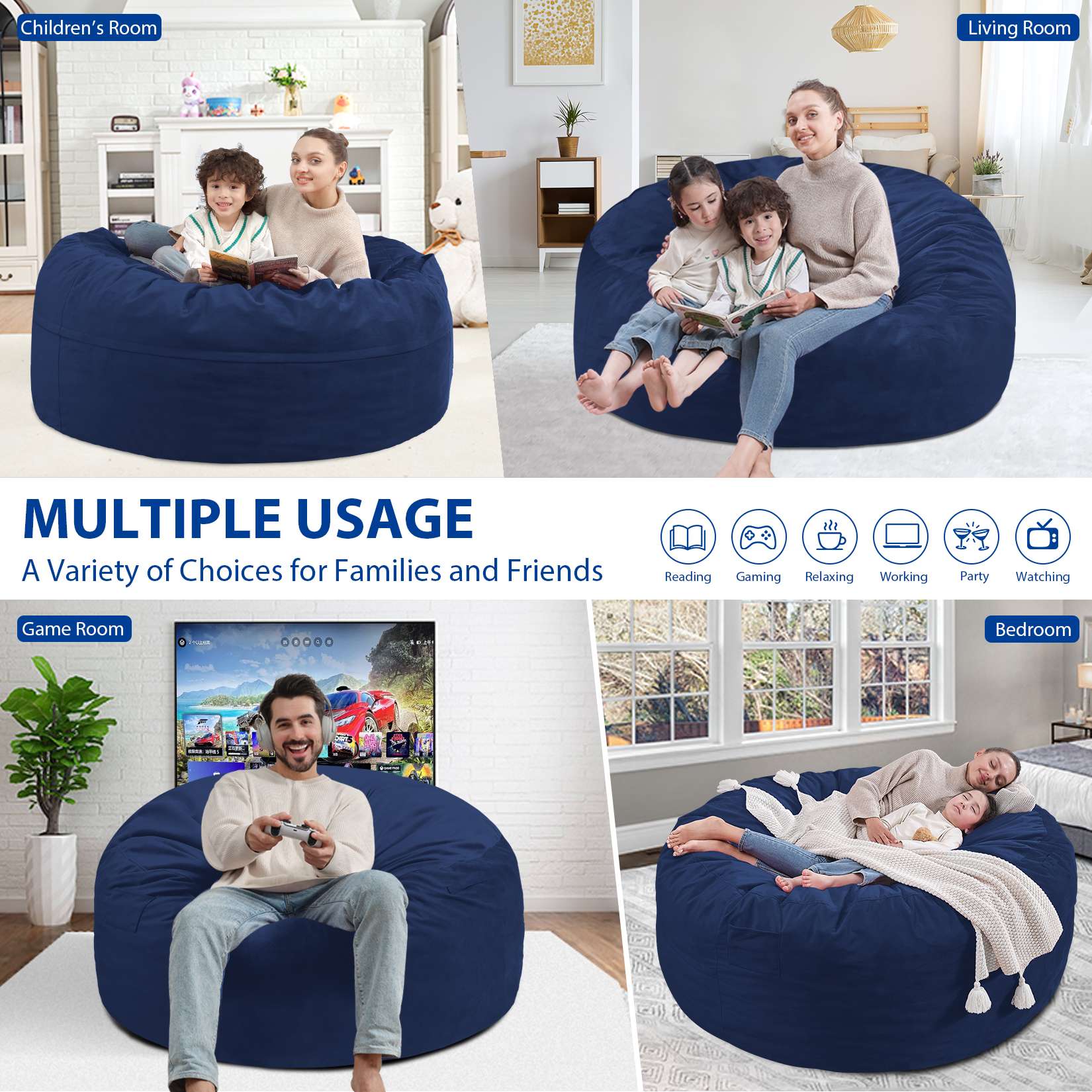 HABUTWAY® Dutch Velvet Bean Bag Chair New