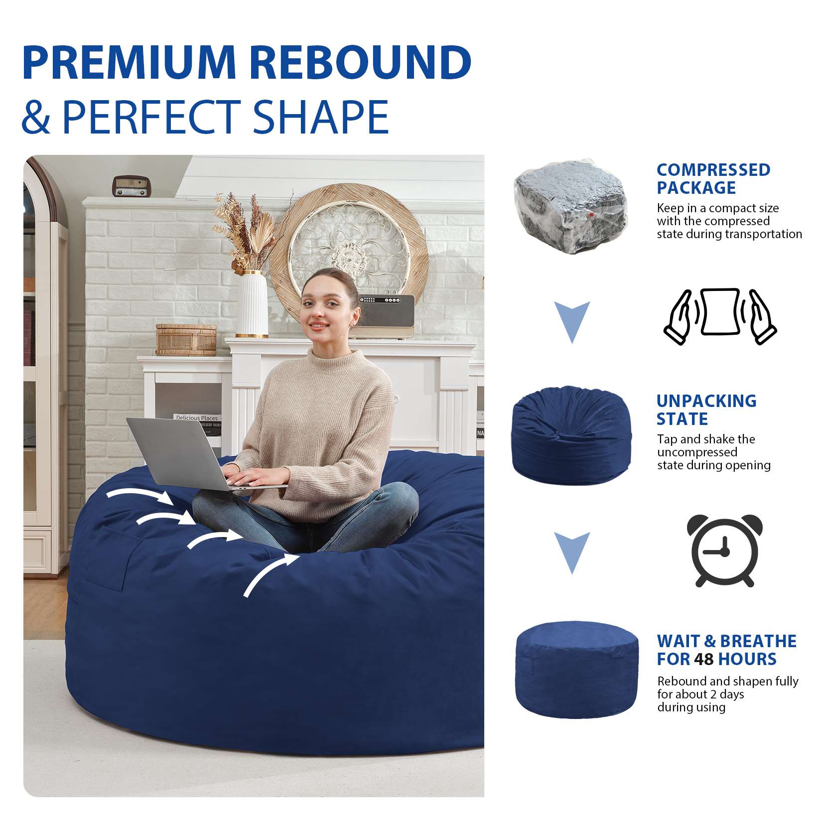 HABUTWAY® Dutch Velvet Bean Bag Chair New