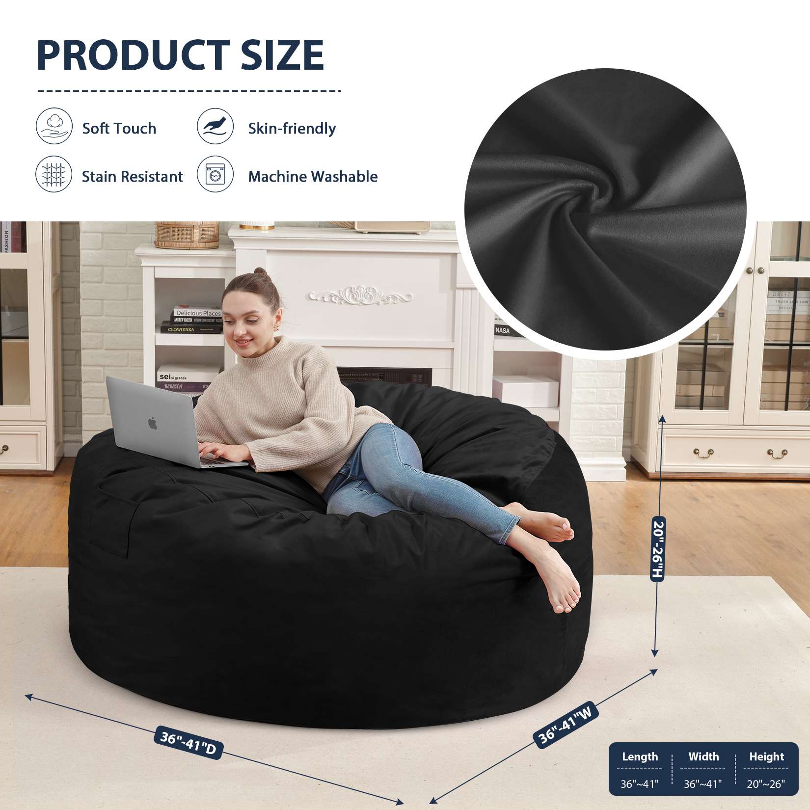 HABUTWAY® Dutch Velvet Bean Bag Chair New