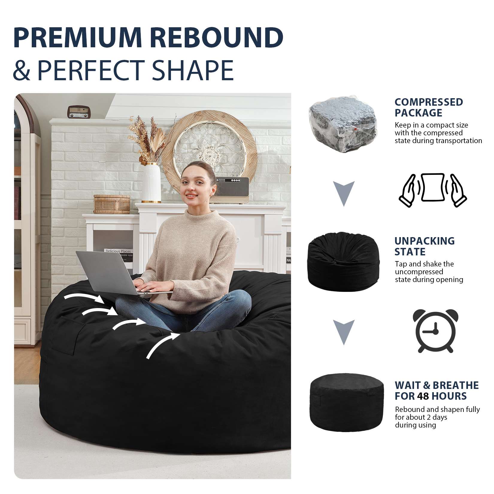 HABUTWAY® Dutch Velvet Bean Bag Chair New