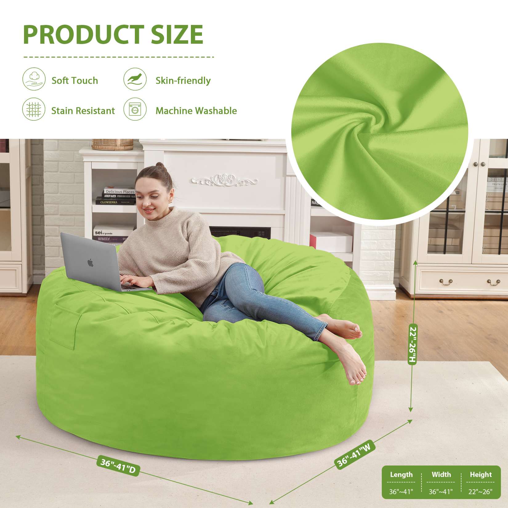 HABUTWAY® Dutch Velvet Bean Bag Chair New