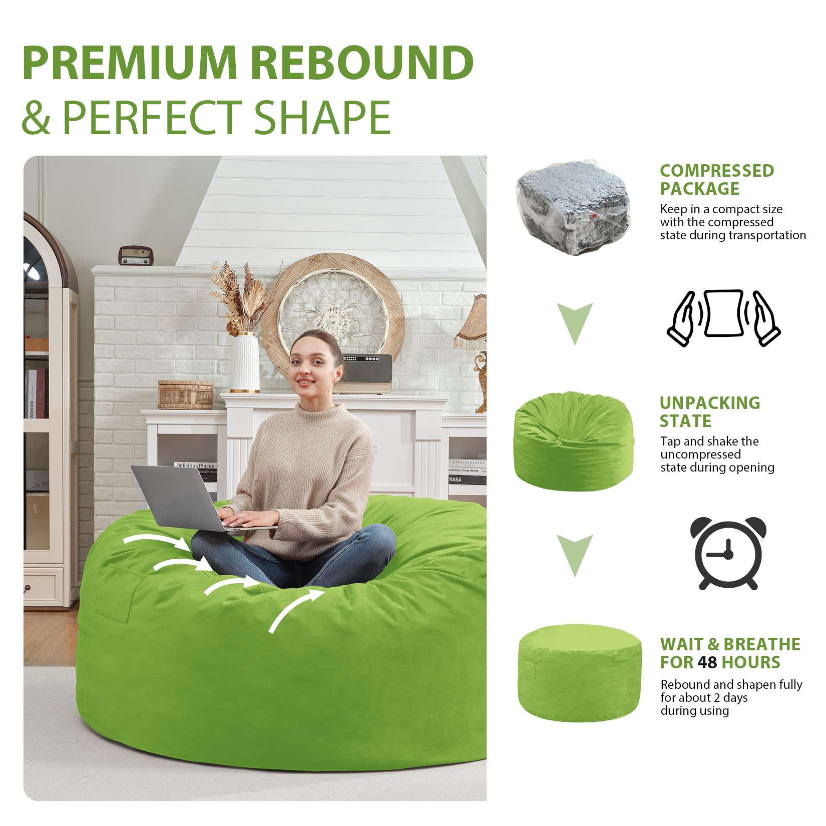 HABUTWAY® Dutch Velvet Bean Bag Chair New