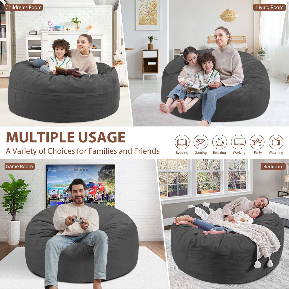 HABUTWAY® Dutch Velvet Bean Bag Chair New