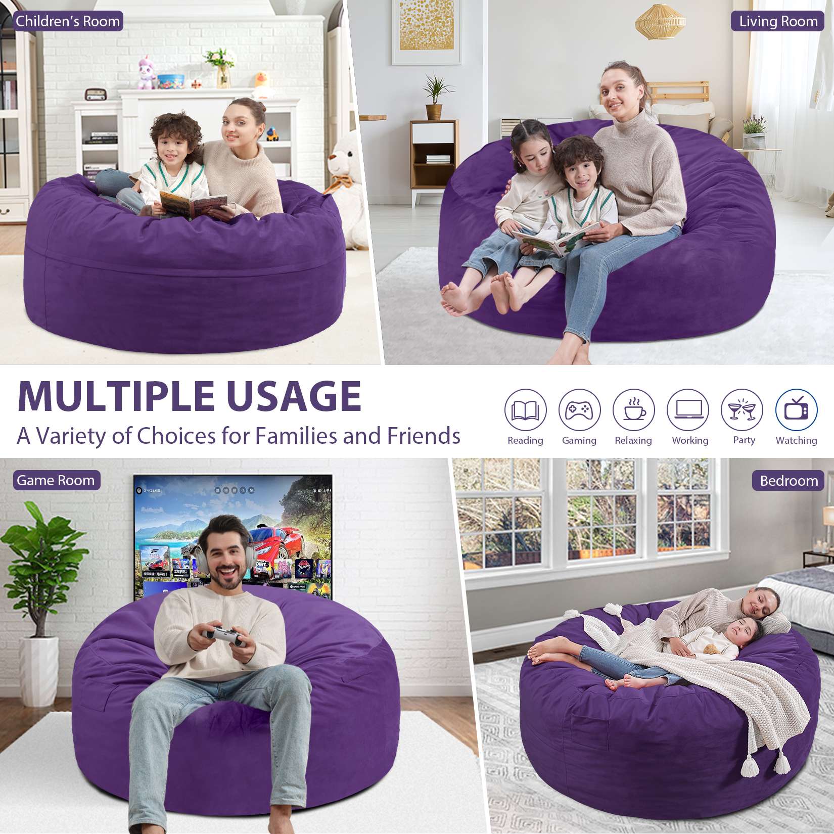 HABUTWAY® Dutch Velvet Bean Bag Chair New