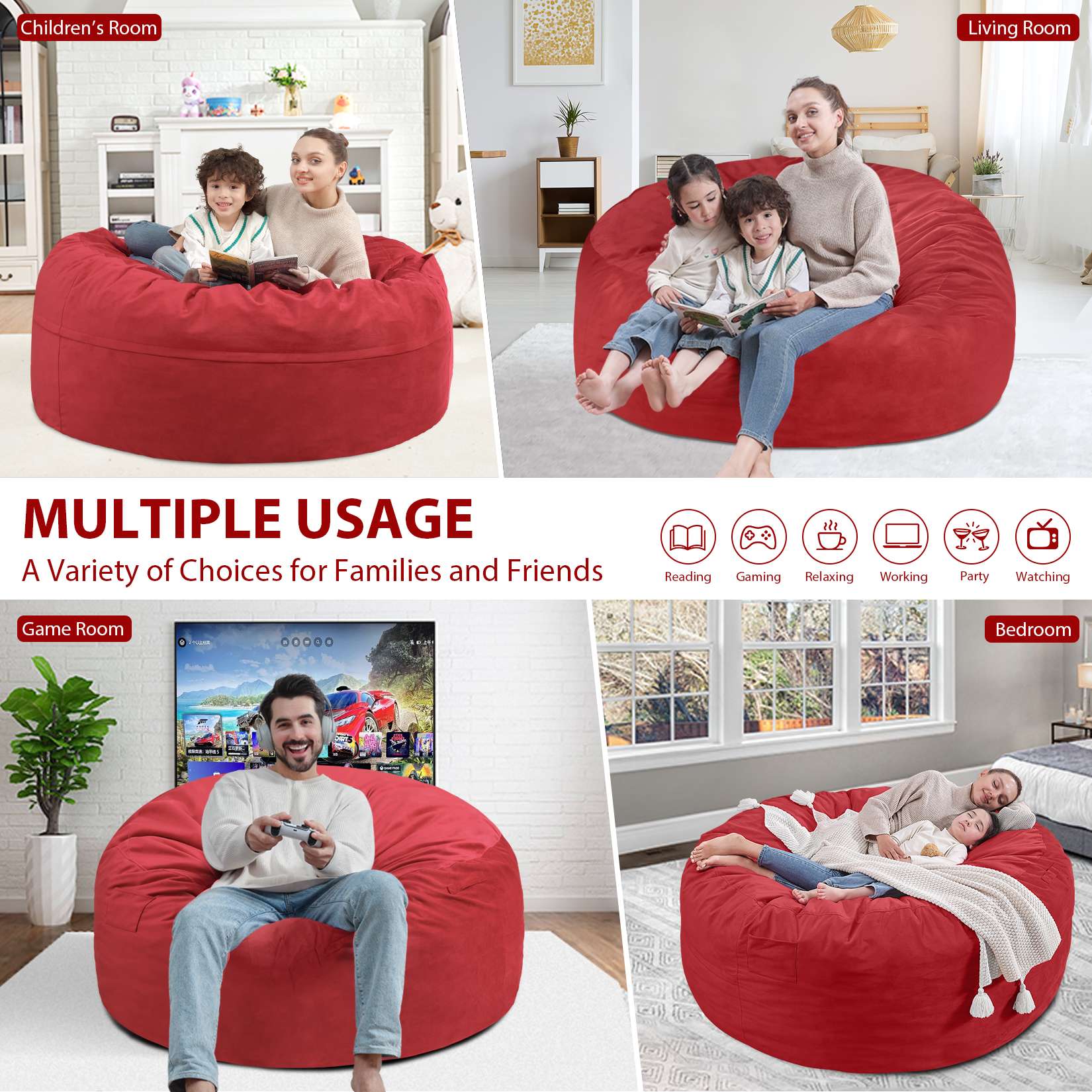 HABUTWAY® Dutch Velvet Bean Bag Chair New