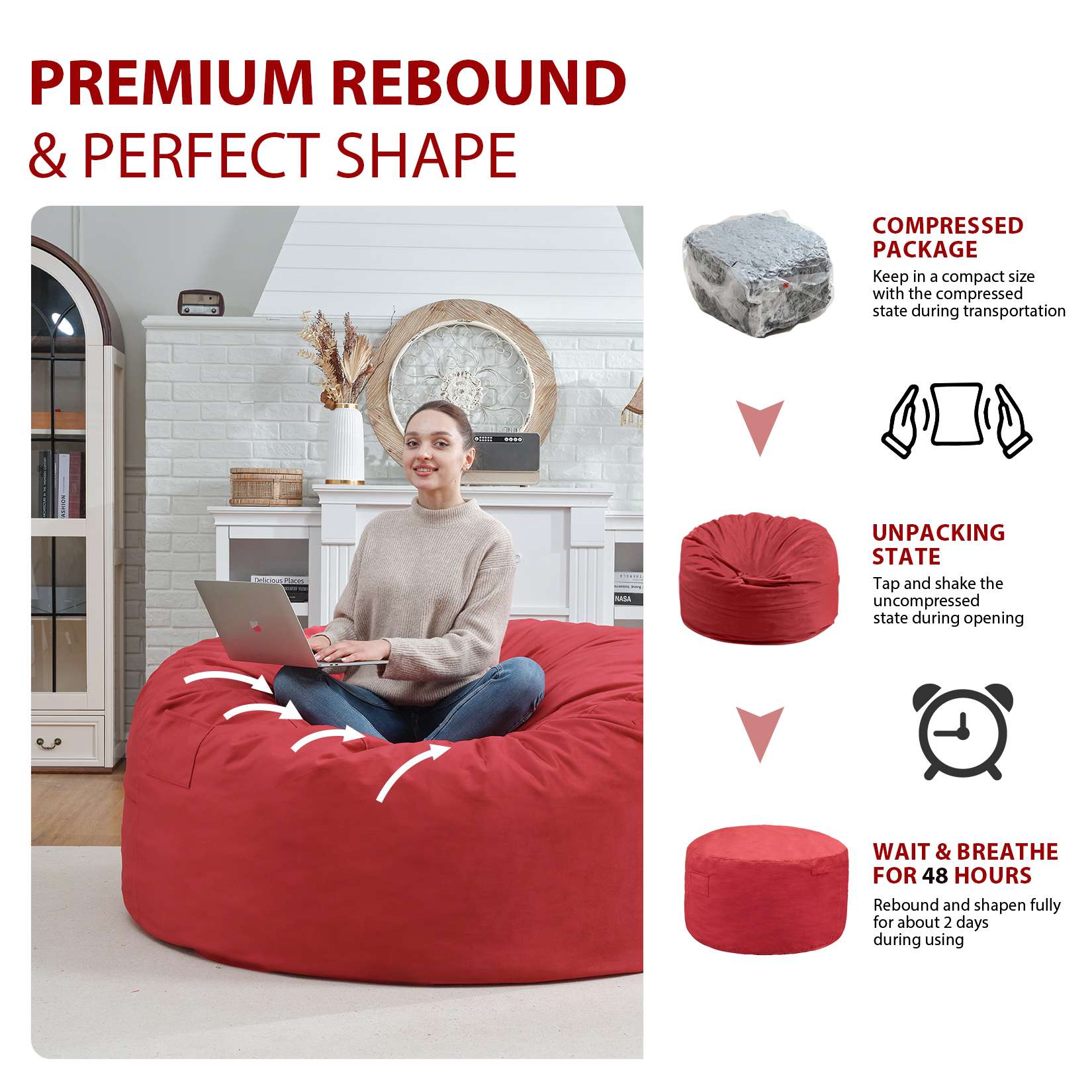 HABUTWAY® Dutch Velvet Bean Bag Chair New