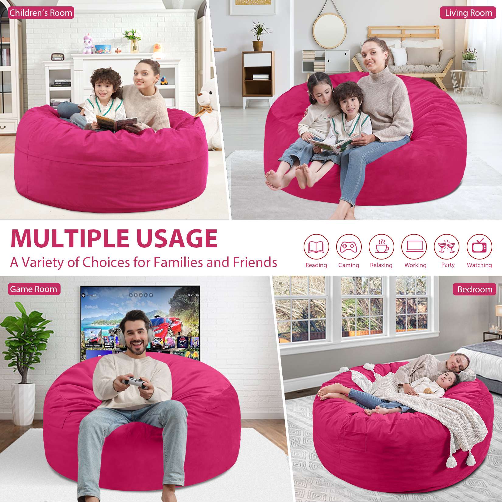 HABUTWAY® Dutch Velvet Bean Bag Chair New