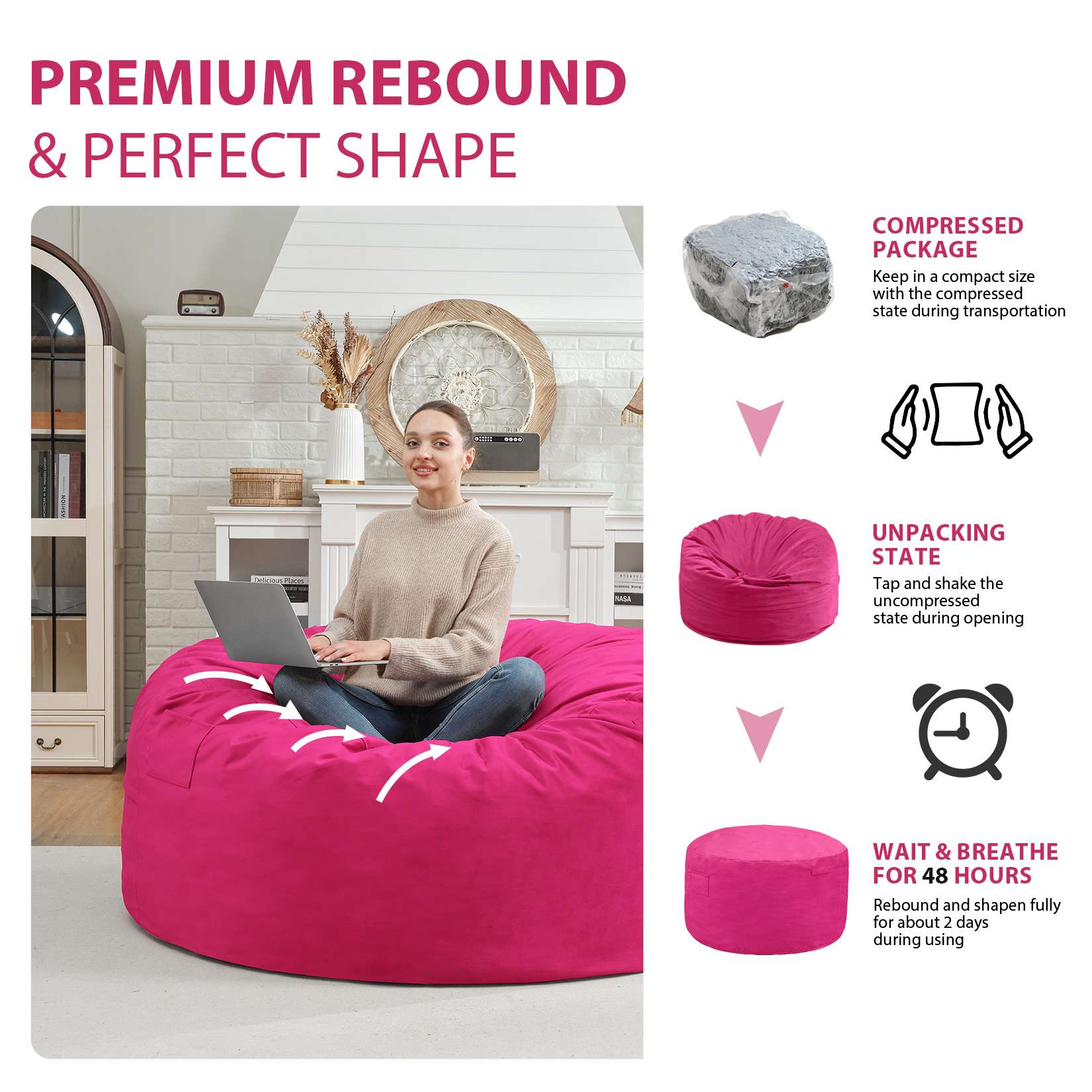HABUTWAY® Dutch Velvet Bean Bag Chair New