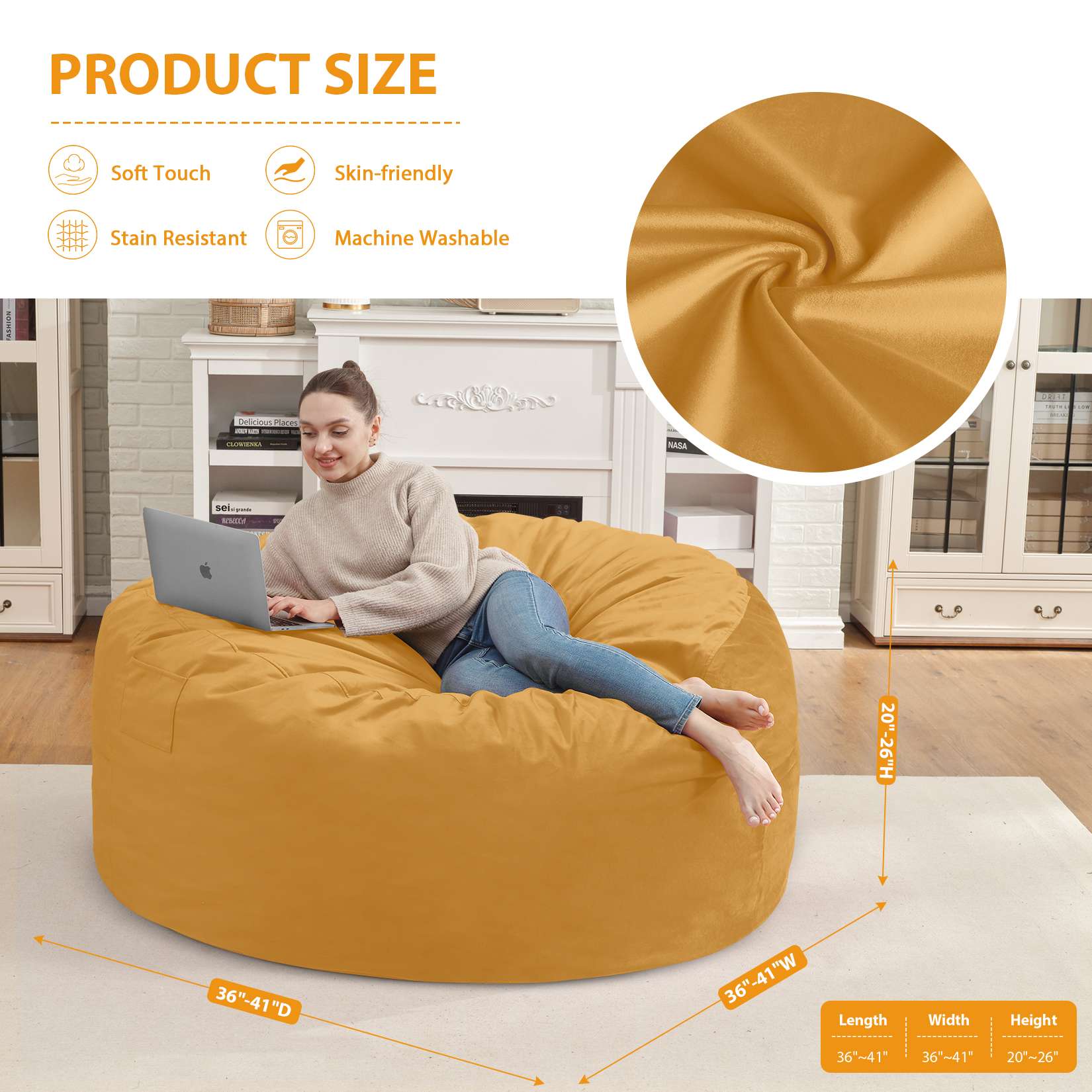 HABUTWAY® Dutch Velvet Bean Bag Chair New