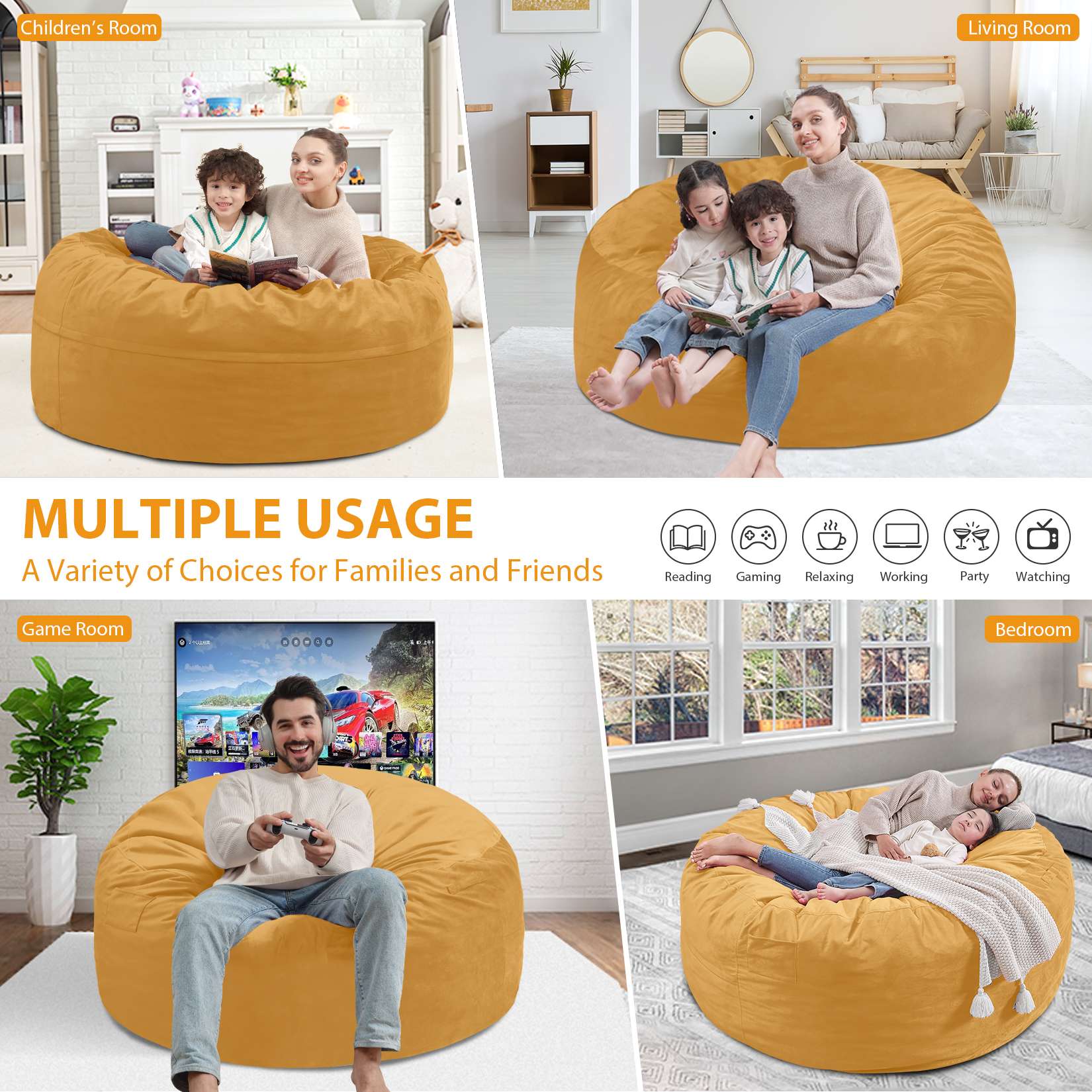 HABUTWAY® Dutch Velvet Bean Bag Chair New