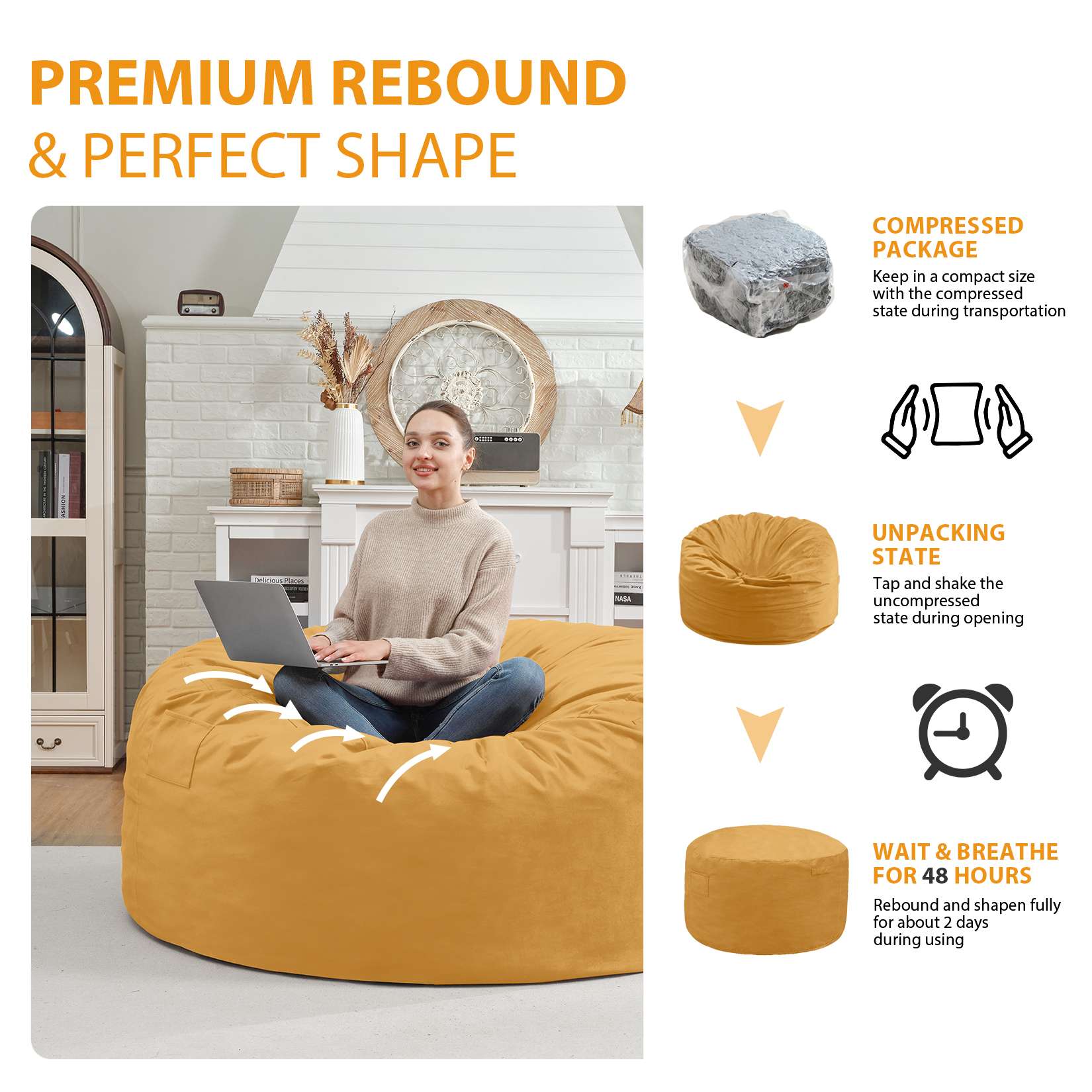HABUTWAY® Dutch Velvet Bean Bag Chair New