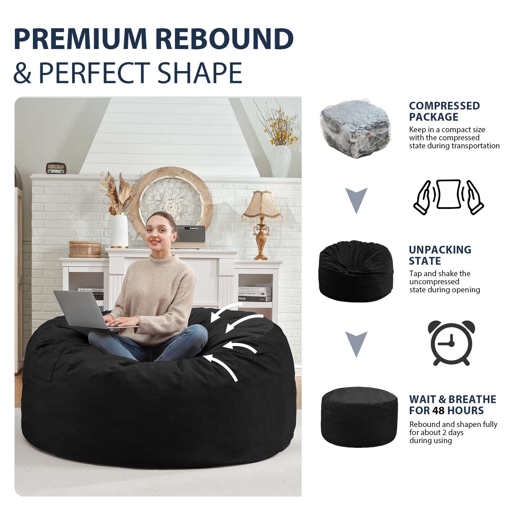 HABUTWAY® Dutch Velvet Bean Bag Chair New