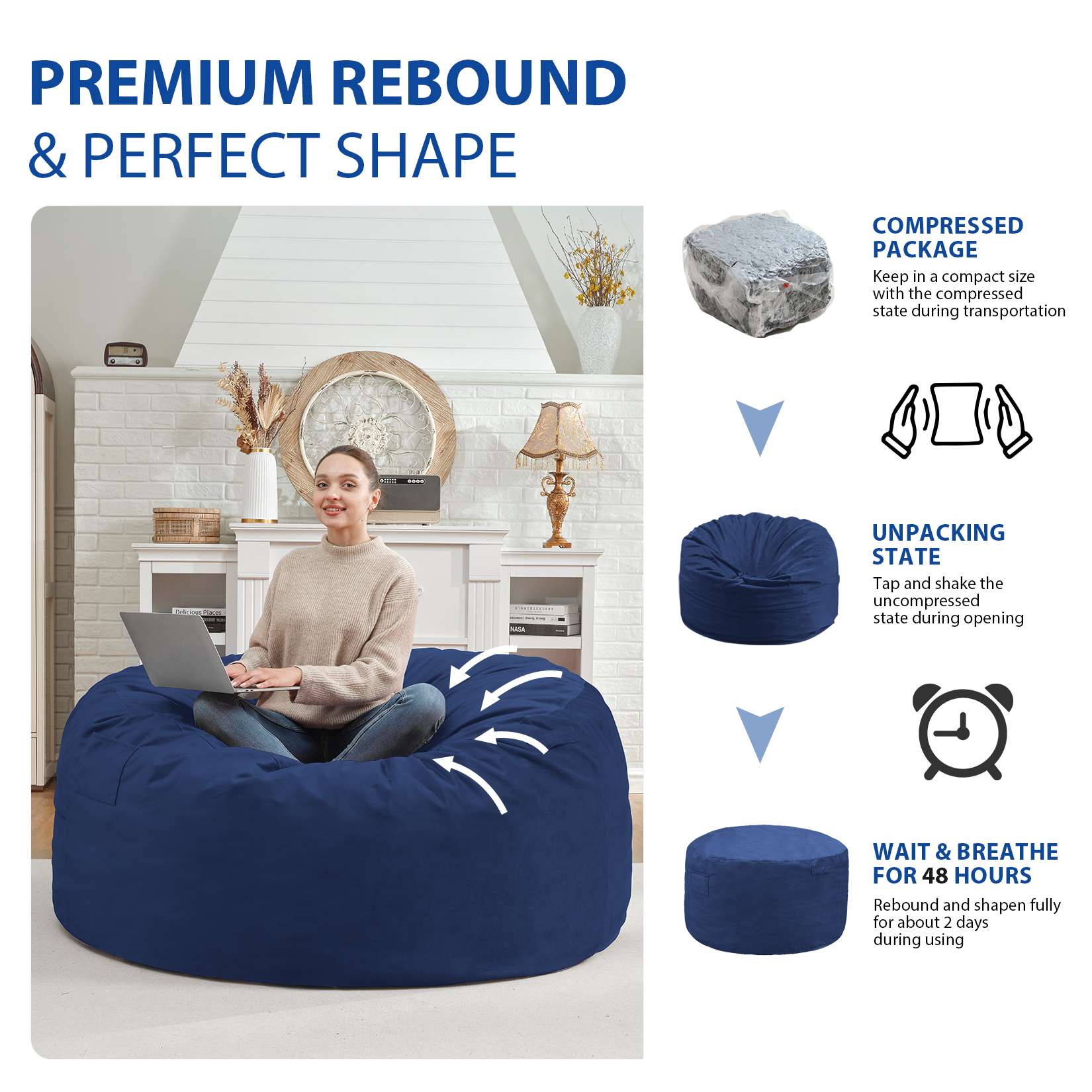 HABUTWAY® Dutch Velvet Bean Bag Chair New