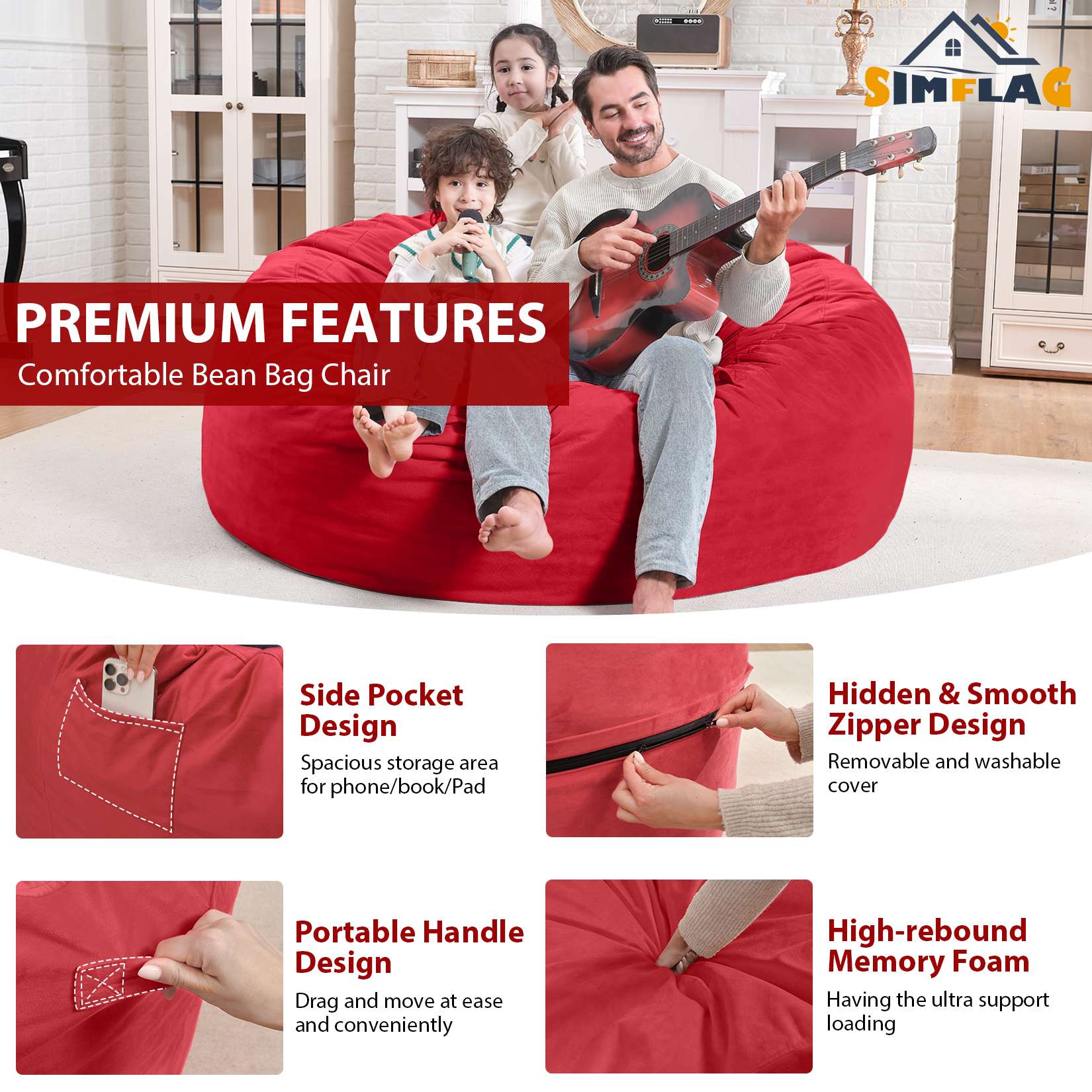 HABUTWAY® Dutch Velvet Bean Bag Chair New