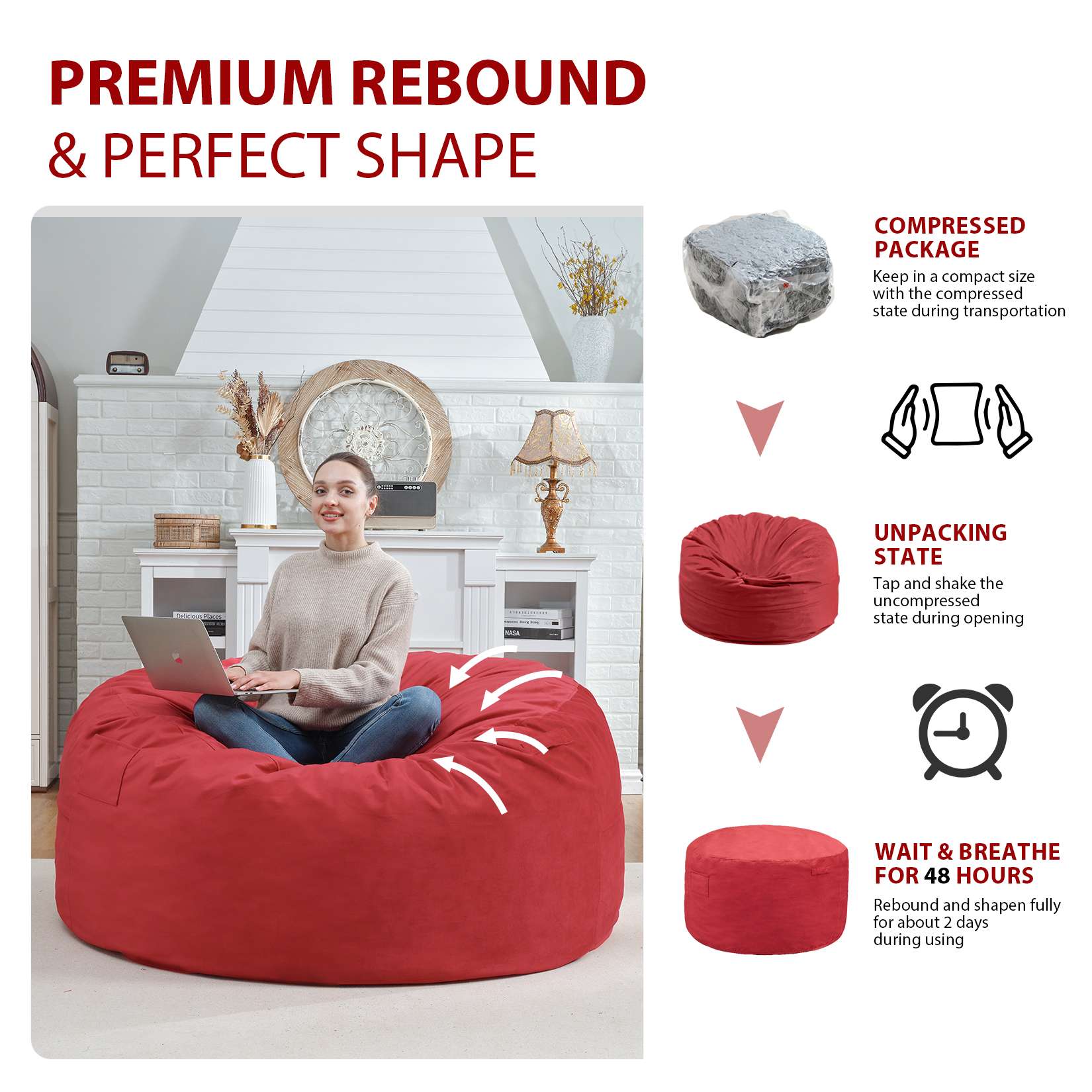 HABUTWAY® Dutch Velvet Bean Bag Chair New