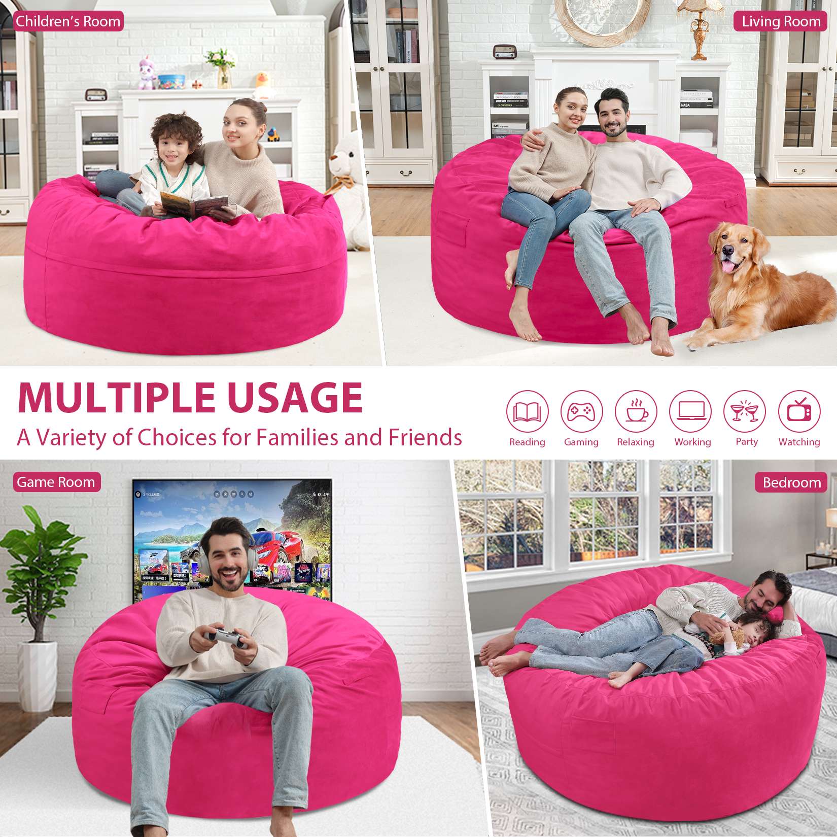 HABUTWAY® Dutch Velvet Bean Bag Chair New