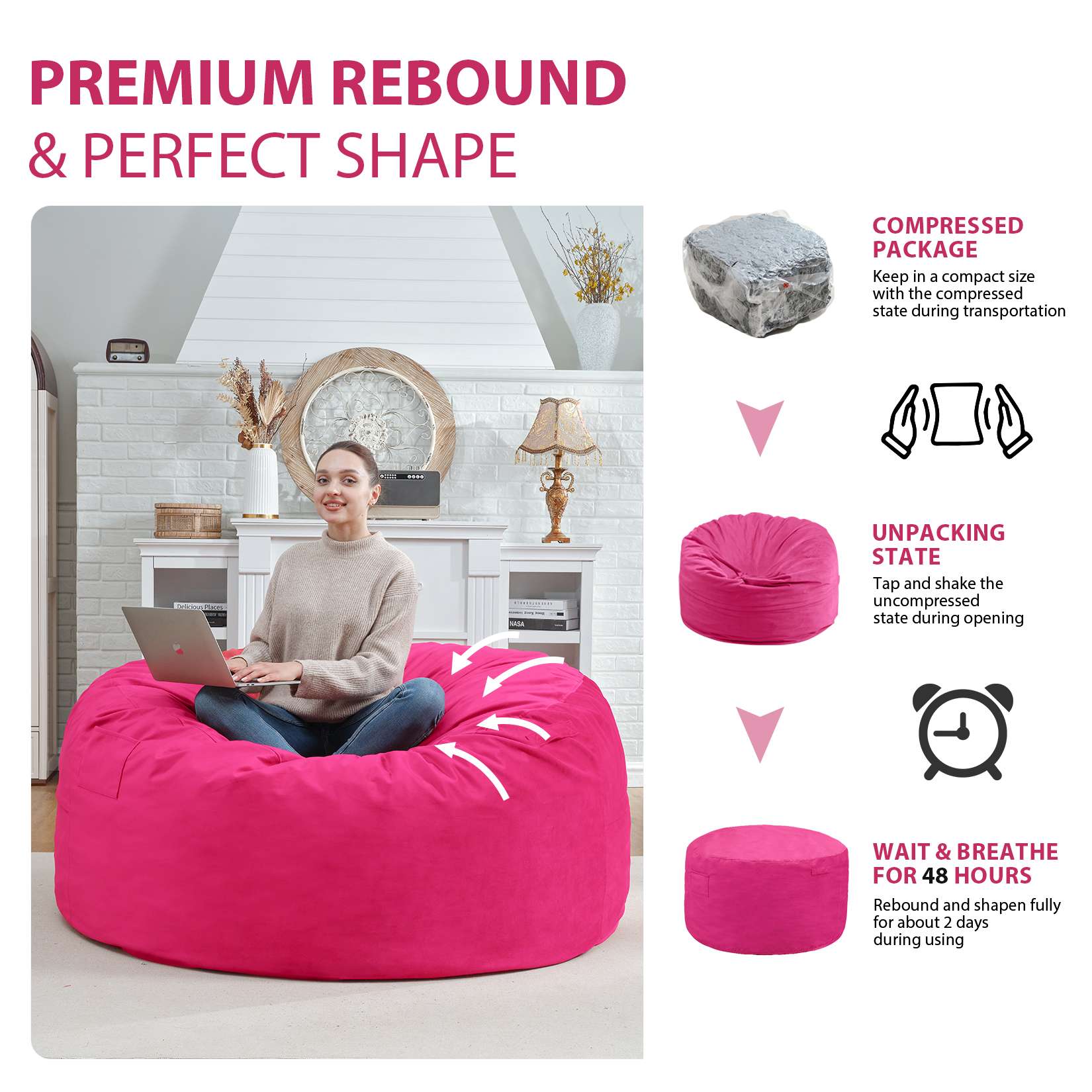HABUTWAY® Dutch Velvet Bean Bag Chair New