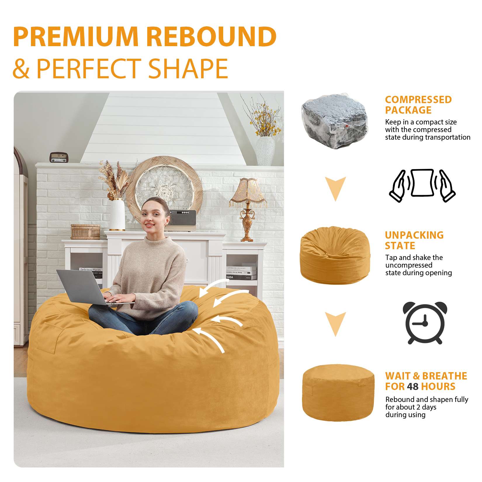 HABUTWAY® Dutch Velvet Bean Bag Chair New