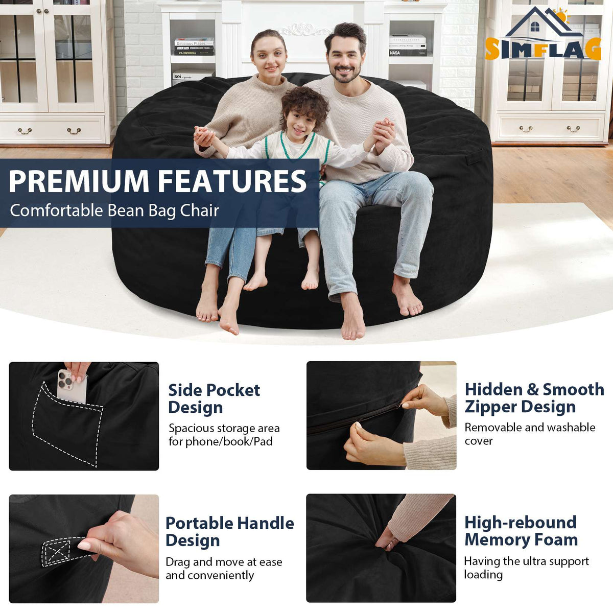 HABUTWAY® Dutch Velvet Bean Bag Chair New