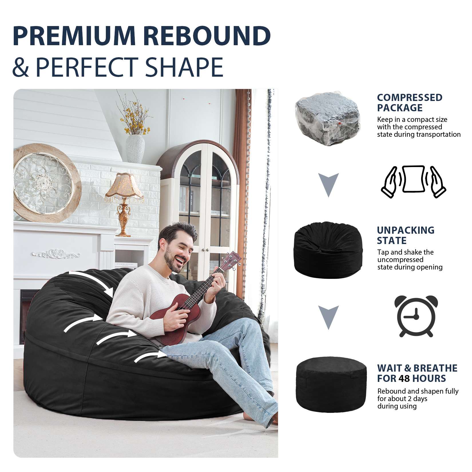 HABUTWAY® Dutch Velvet Bean Bag Chair New