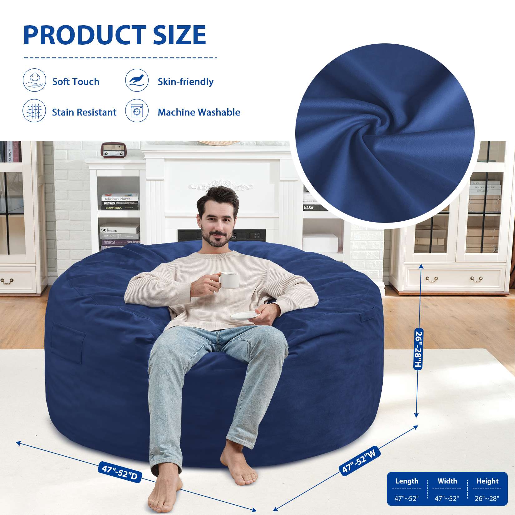 HABUTWAY® Dutch Velvet Bean Bag Chair New