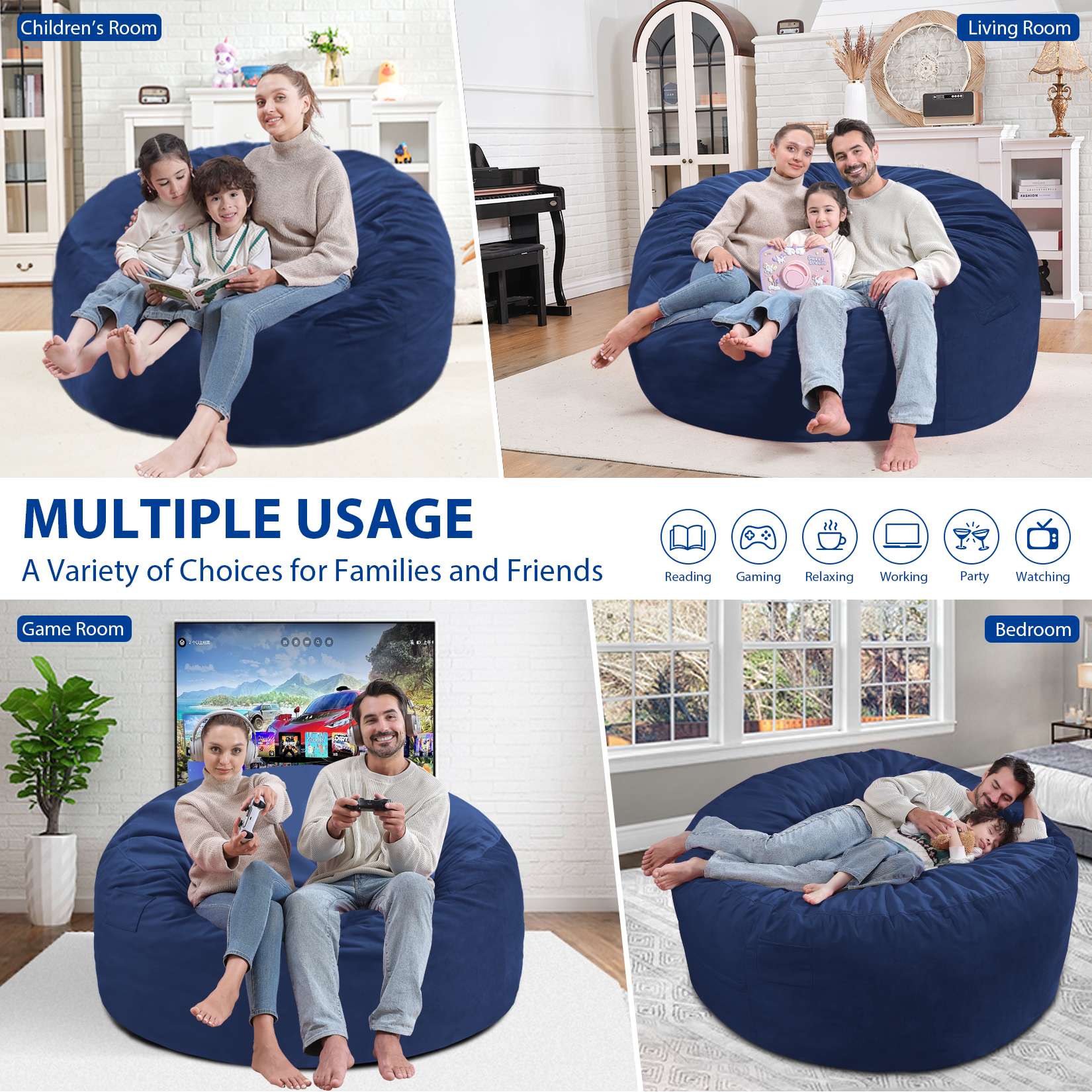 HABUTWAY® Dutch Velvet Bean Bag Chair New