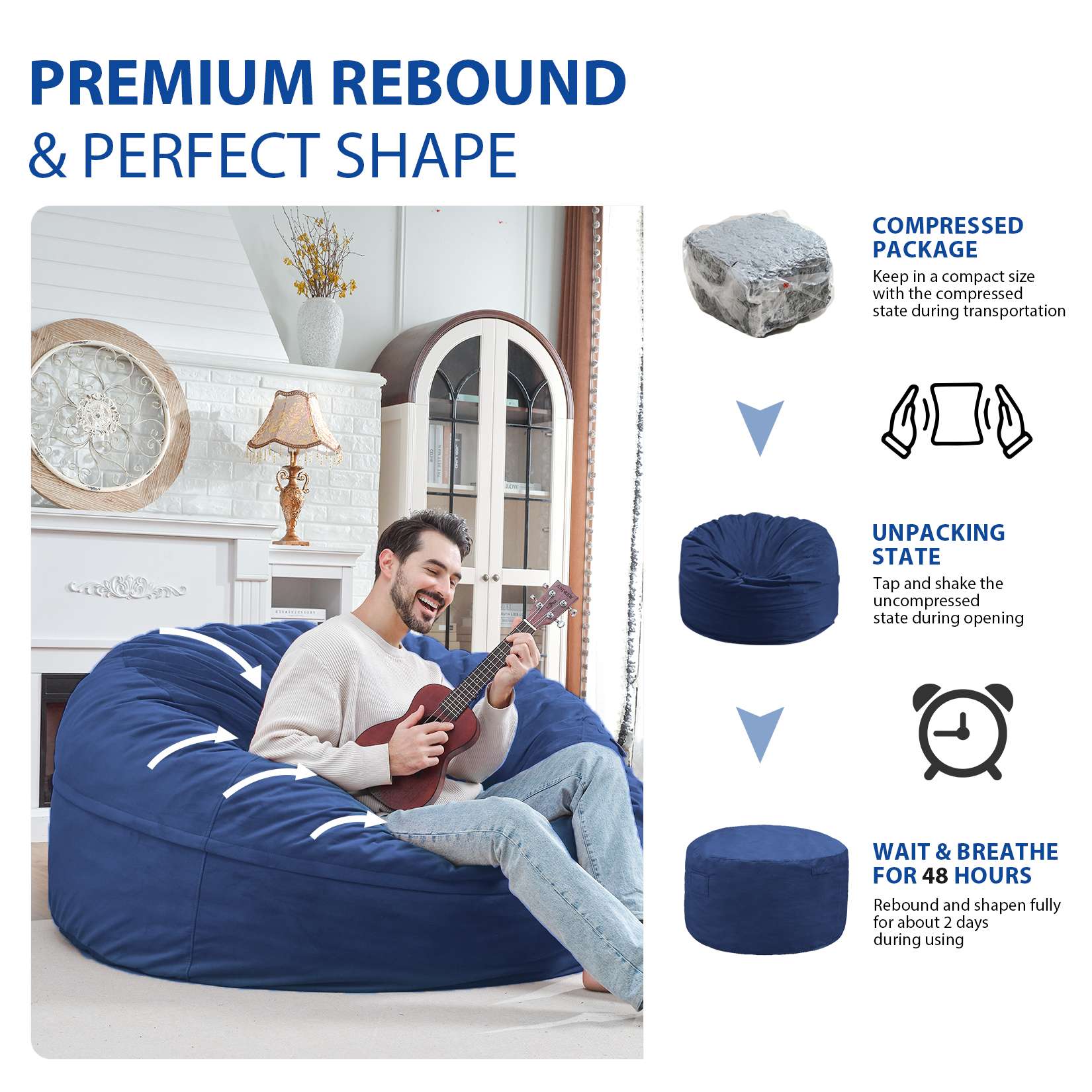 HABUTWAY® Dutch Velvet Bean Bag Chair New