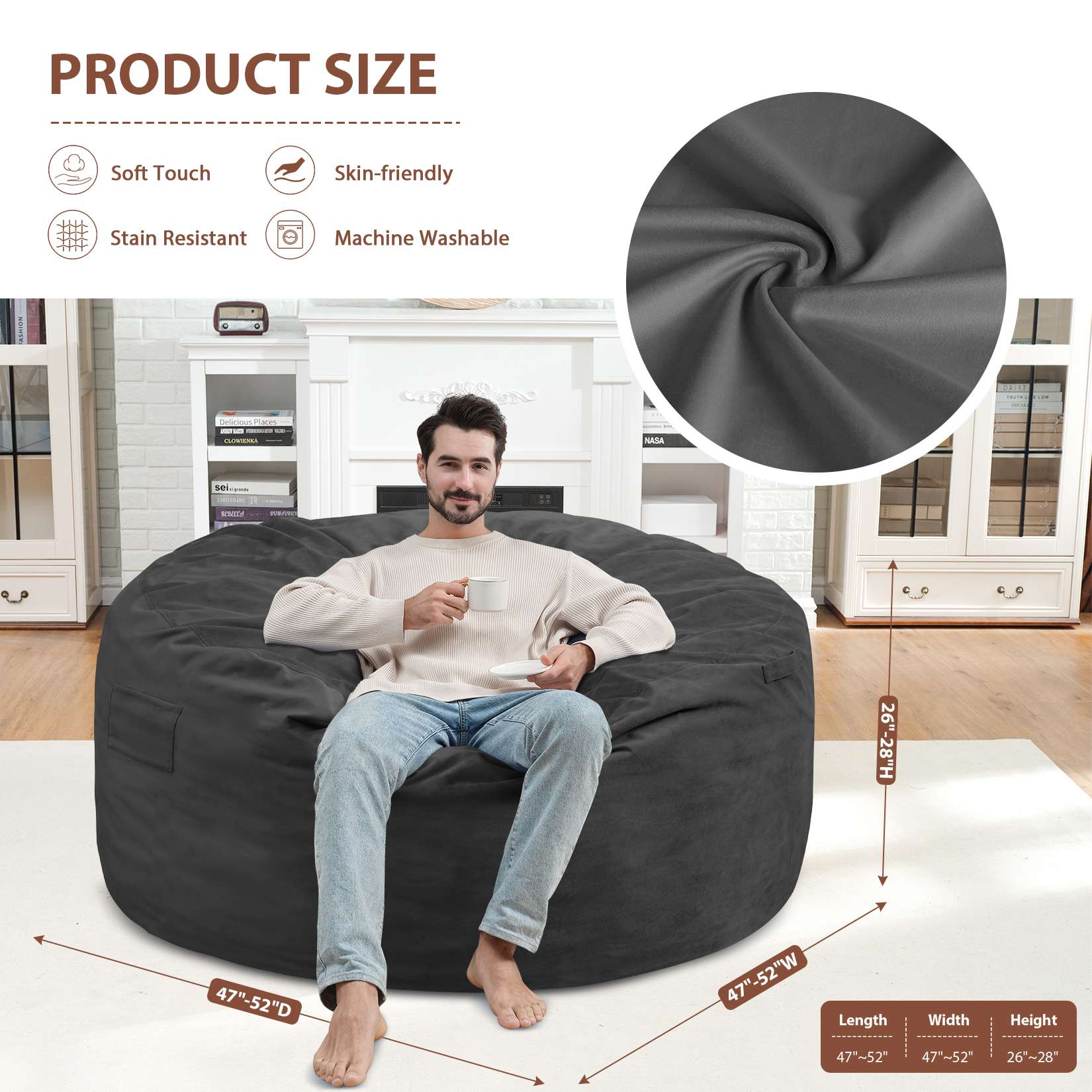 HABUTWAY® Dutch Velvet Bean Bag Chair New