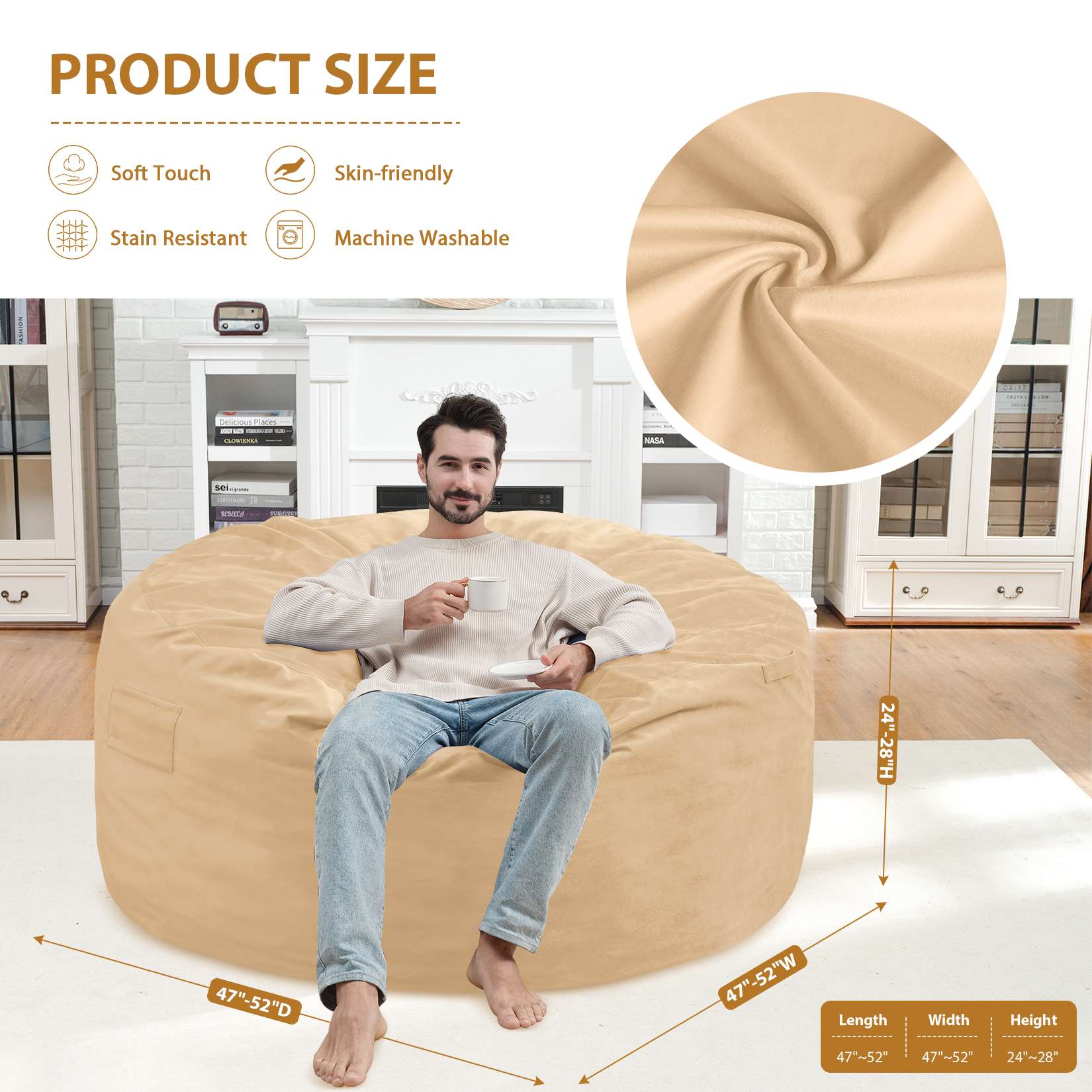 HABUTWAY® Dutch Velvet Bean Bag Chair New