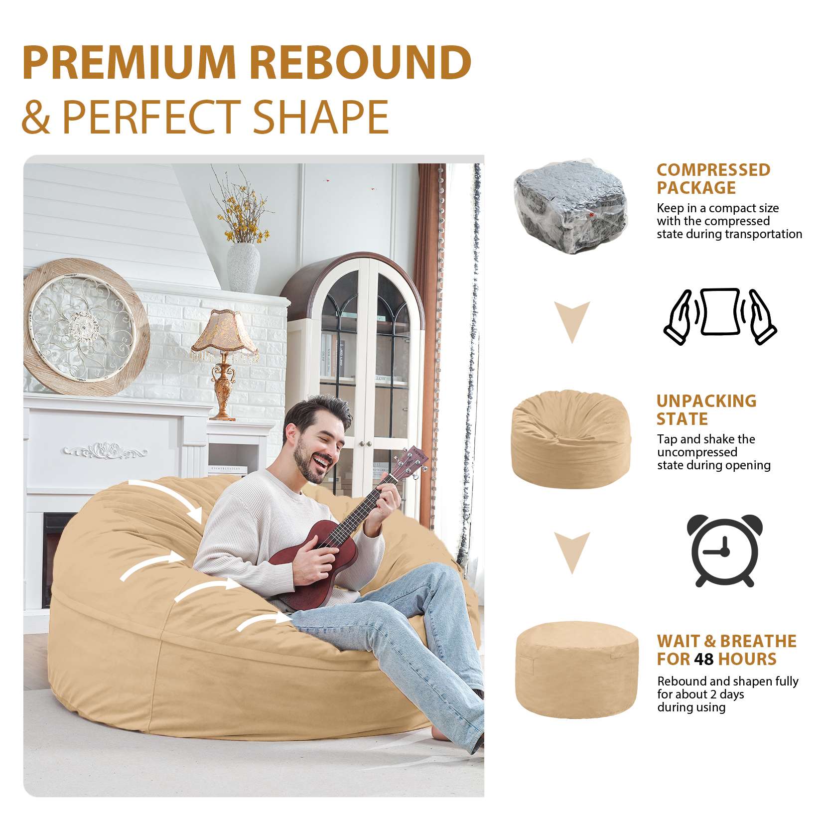 HABUTWAY® Dutch Velvet Bean Bag Chair New
