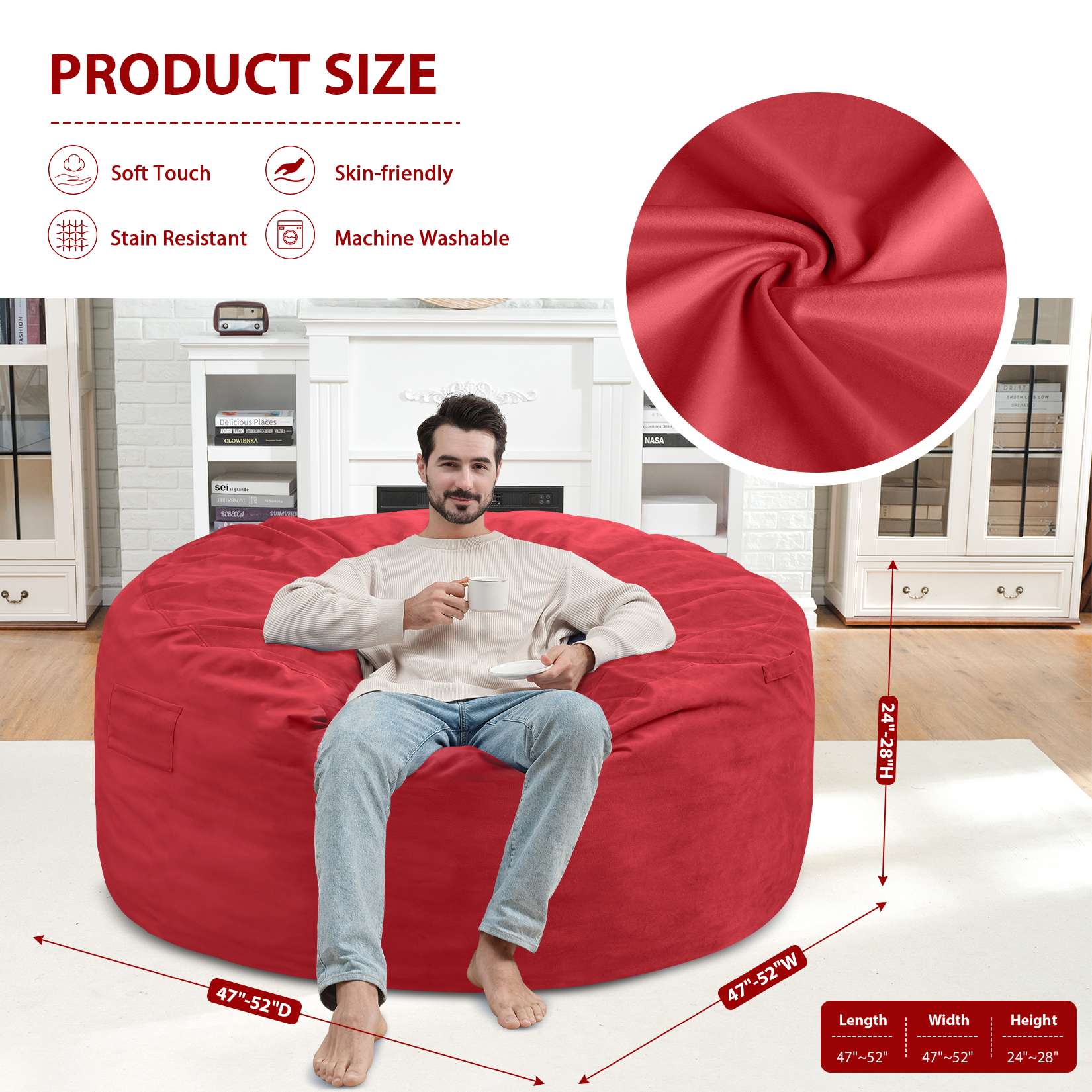 HABUTWAY® Dutch Velvet Bean Bag Chair New