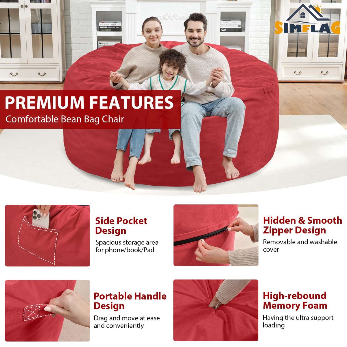 HABUTWAY® Dutch Velvet Bean Bag Chair New