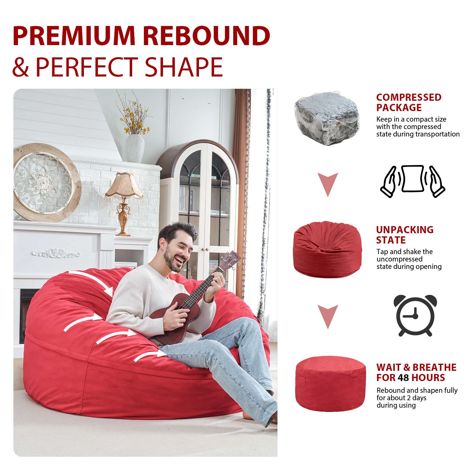 HABUTWAY® Dutch Velvet Bean Bag Chair New