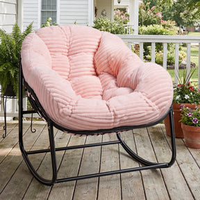 HABUTWAY Oversized Papasan Rocking Chair with Thick Cushion, Outdoor Rocker Egg Seat for Patio Garden Backyard